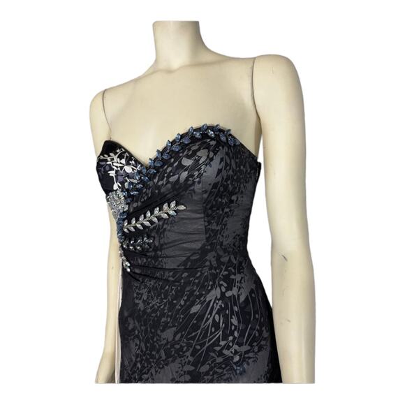 TERANI sweetheart strapless silk gown formal beads & jewels size 8 - Picture 6 of 15